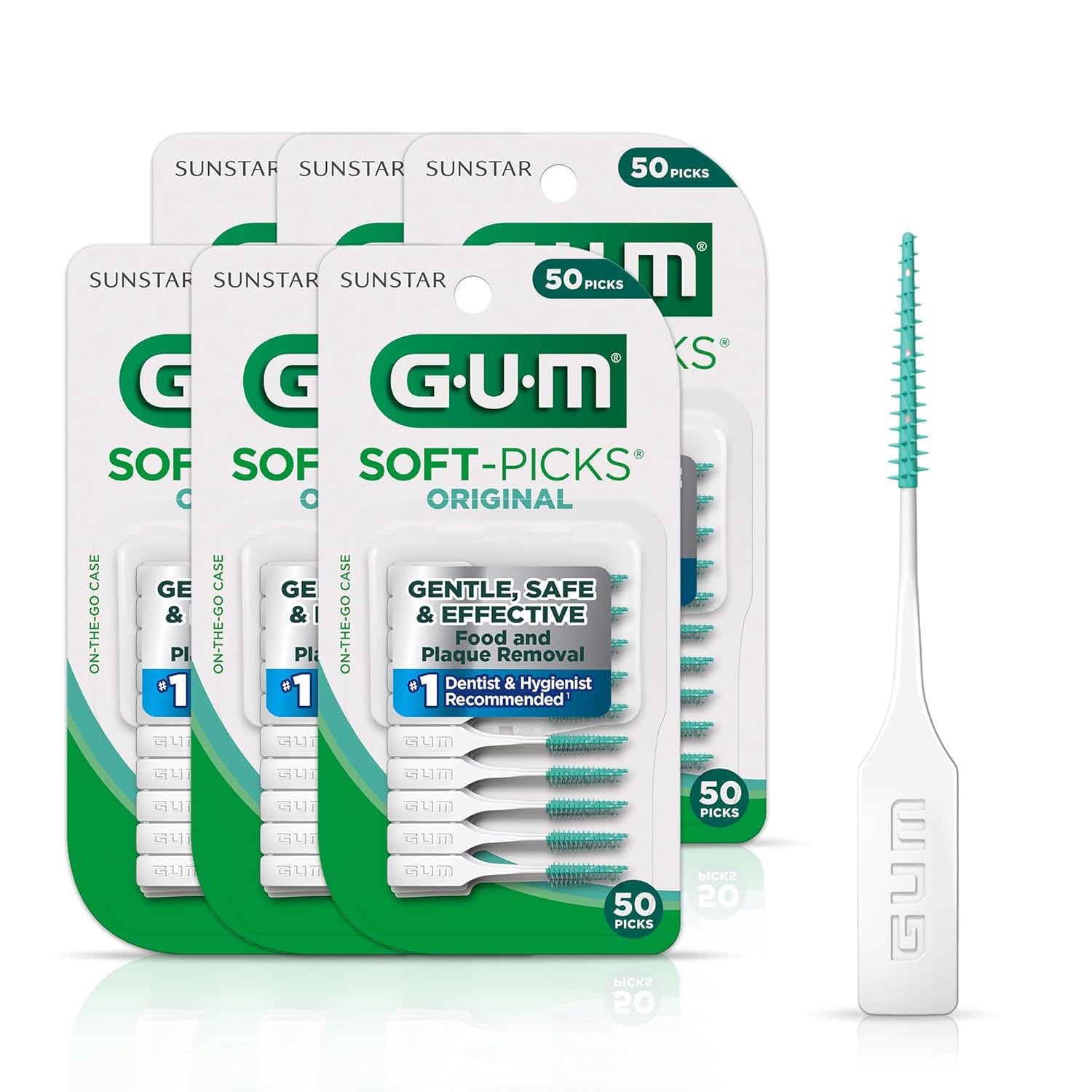 Buy now GUM Soft-Picks Original, Easy to Use Dental Picks for Teeth Cleaning and Gum Health, Disposable Interdental Brushes with Convenient Carry Case, Dentist Recommended Dental Picks, 320ct 50 Count (Pack of 6) Original at indiglob india