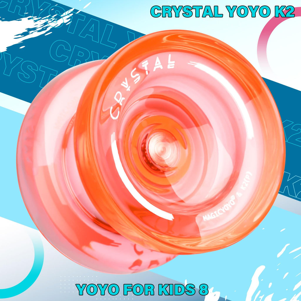 Buy now MAGICYOYO K2 Plus Crystal Orange Yoyo, Professional Fingerspin Trick Yo Yo for Kids/Adults, Responsive Yo-yo for Beginner, Replacement Unresponsive Bearing with 6 Yo yo Strings+Bearing Remover at indiglob india