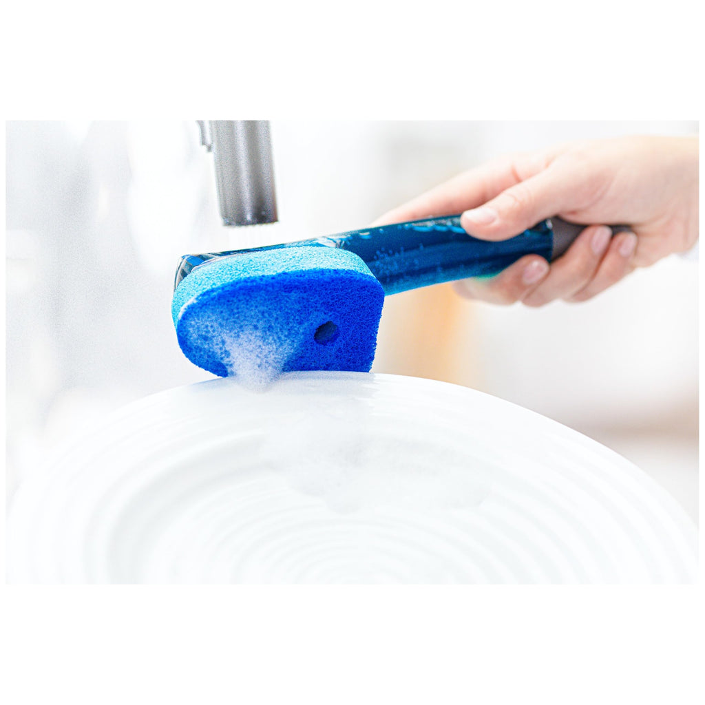 Scotch-Brite Advanced Soap Control Non-Scratch Dishwand Kit, 1 Dish Wand & 5 Sponge Refills, Prevents Soap from Leaking, Leak-Free Guarantee, Best for Nonstick Pots and Pans, Glass, Tubs, & Showers