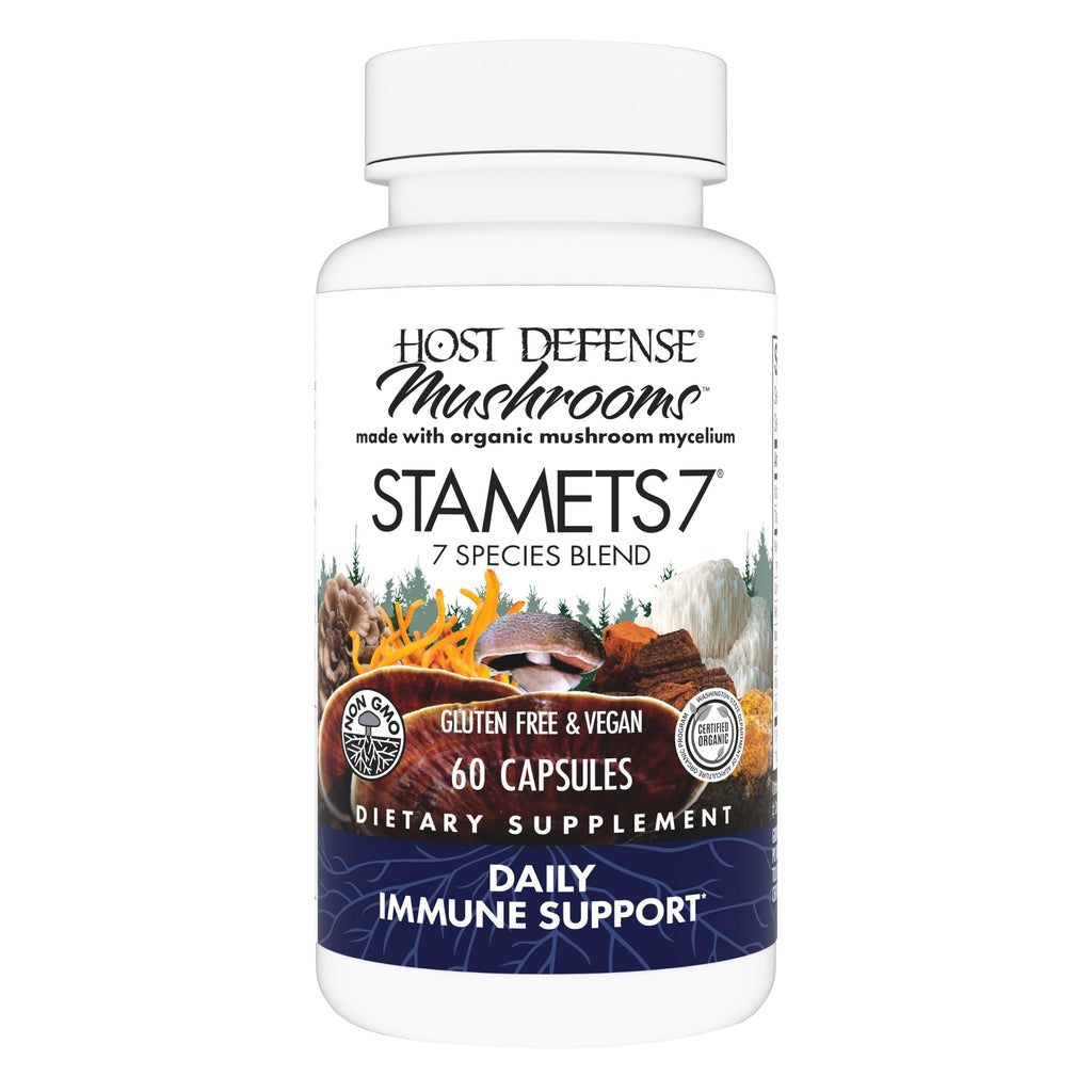 Host Defense Stamets 7, Immune Support, 120 Capsules | 7 Species Blend, Functional Mushroom for Immune Support, 60 Servings