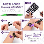 Temporary Tattoos Body Markers 24 Count 50 Temporary Tattoo Stickers 82 Stencils Skin Pens for Teen Girl Gifts Trendy Stuff Cool Birthday Gift Ideas Teens 12 13 14 15 16 17 18 Girls & Adults