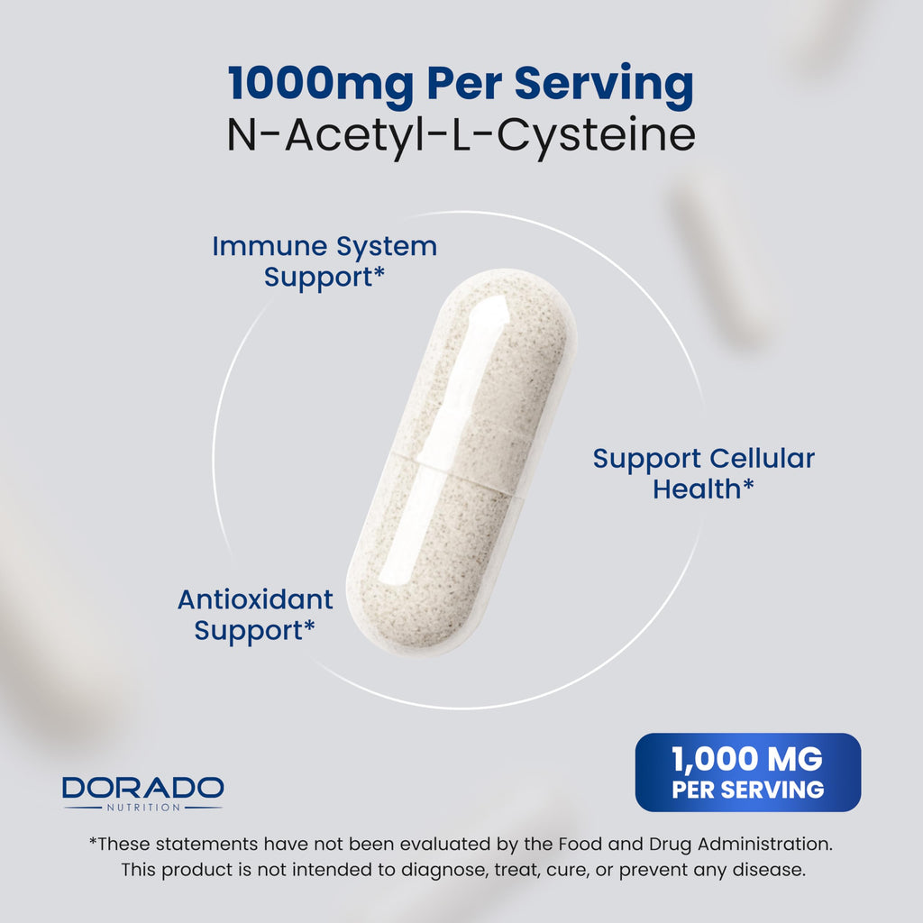 NAC Supplement (60 Capsules, 1000mg Per Serving) Premium NAC Supplement N-Acetyl Cysteine Capsules for Men and Women for Immune Support - Vegan Safe, Third Party Tested - Non GMO & USA Made