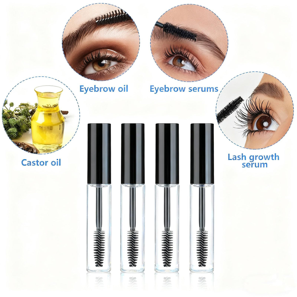 4 Pack of 0.34 Oz (10ml) Empty Mascara Tube