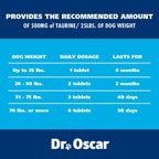Taurine Supplement for Dogs Meets RDA of 500 mg per 25lbs Weight Unlike Most Alternatives, 120ct, Helps Maintain Dog Heart Health, Normal Function of the Cardiac Muscle & Normal Blood Flow