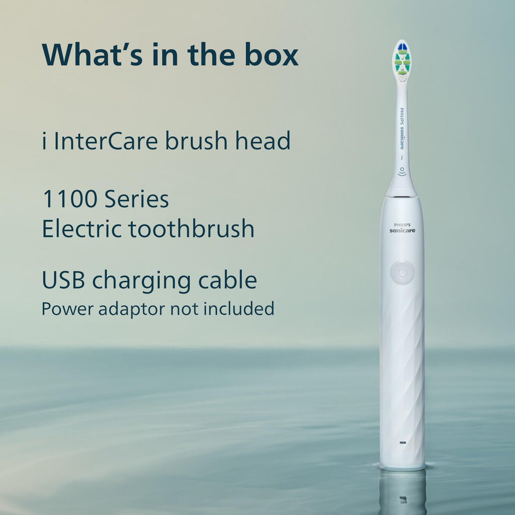 Philips Sonicare 1100 Rechargeable Electric Toothbrush, 1 Brush Head, White