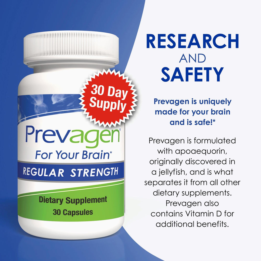 Prevagen Regular Strength with 7-Day Pill Minder, 30 Capsules, 4-Pack | For Your Brain, 4 Month Supply, 10mg Apoaequorin, 50mcg Vitamin D3