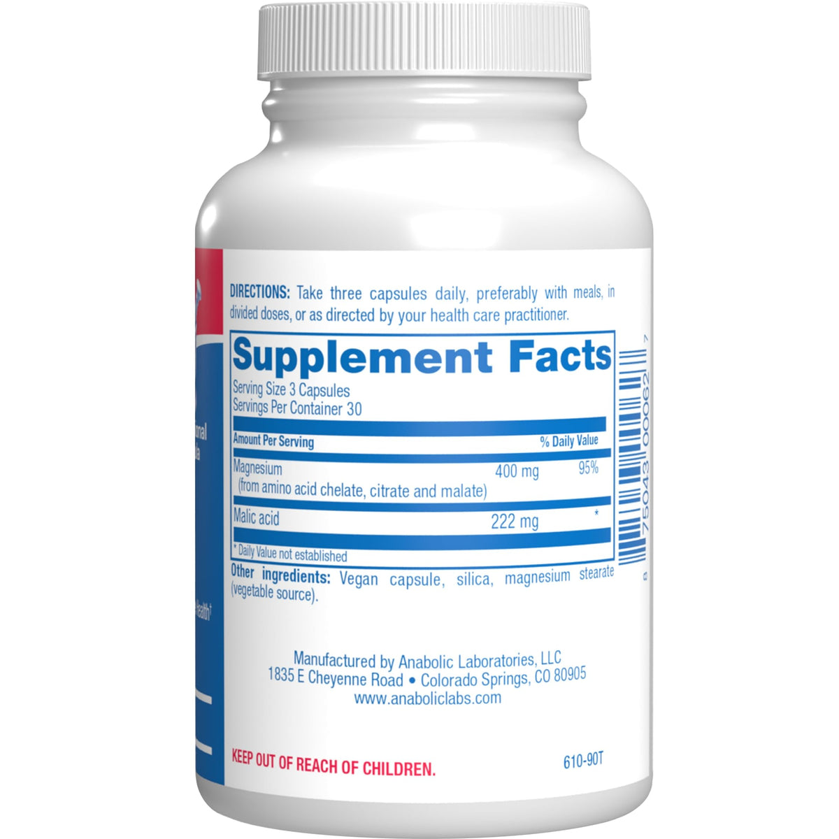 Triple Magnesium Complex 400 Mg - Clinical Formula Chelated Magnesium Supplement with Glycinate Malate and Citrate for Optimal Muscle Nerve Bone & Digestive Health Support - 1 Month Supply