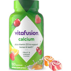 Vitafusion Calcium Gummies | 500 mg | 100 Adult Gummy Vitamins | for Women and Men | with Vitamin D3 | Fruit & Cream Flavors | Gluten and Dairy Free Bone and Teeth Supplement