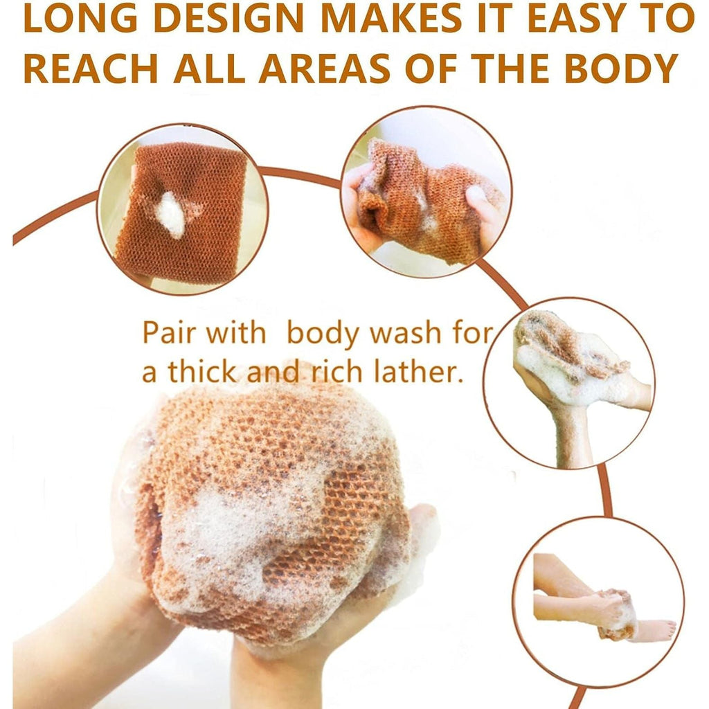 Buy now African Net Long Bathing Sponge,Net Exfoliating Back Scrubber for Body,Exfoliating Back Towel,Pack of 1 (Brown) at indiglob india