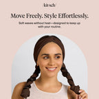 Kitsch Set & Flow Active Heatless Curling Headband For Women - Brown, 1pc | Soft, Breathable Cotton Head Bands For Women's Hair – Stretchy Fit, Achieves Curls Overnight – Gym-To-Glam In Minutes