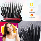 Antonki 12-in-1 Precision Metal Tweezers Set with Leather Case | High Quality, 1.5mm Thick, Strong Hardness, Rustproof, Anti-Static, Tips Cover, Complete Set, Portable Design
