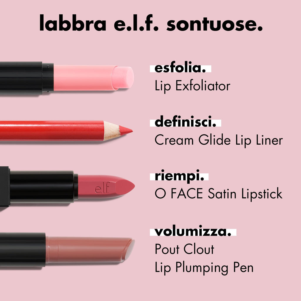 e.l.f. Cream Glide Lip Liner in Highly-Pig shade, displayed alongside lip products on a stylish background.
