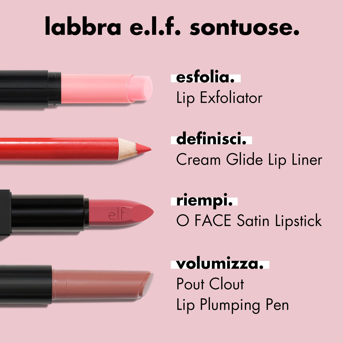 e.l.f. Cream Glide Lip Liner in Highly-Pig shade, displayed alongside lip products on a stylish background.