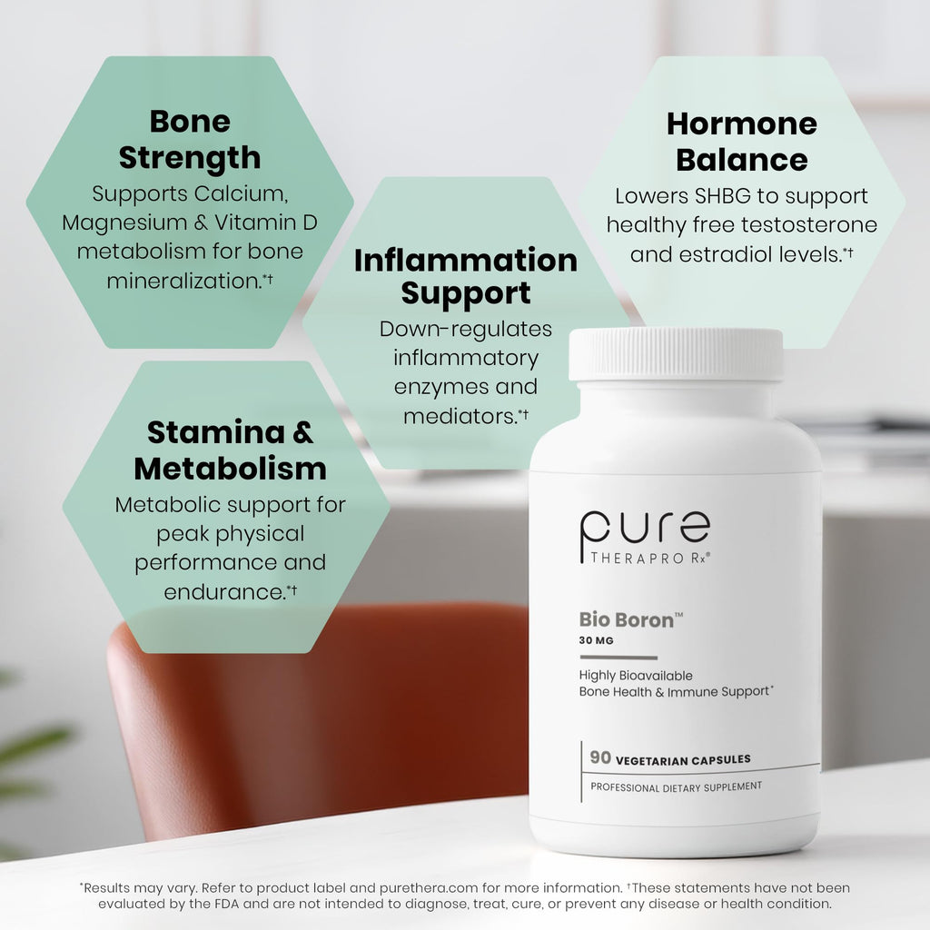 Bio Boron, Bone, Joint & Immune Support, 30mg, 90 Capsules | Supports Cardiovascular Function, For Men & Women, Bororganic Glycine Boron, Made in USA, 90 Servings