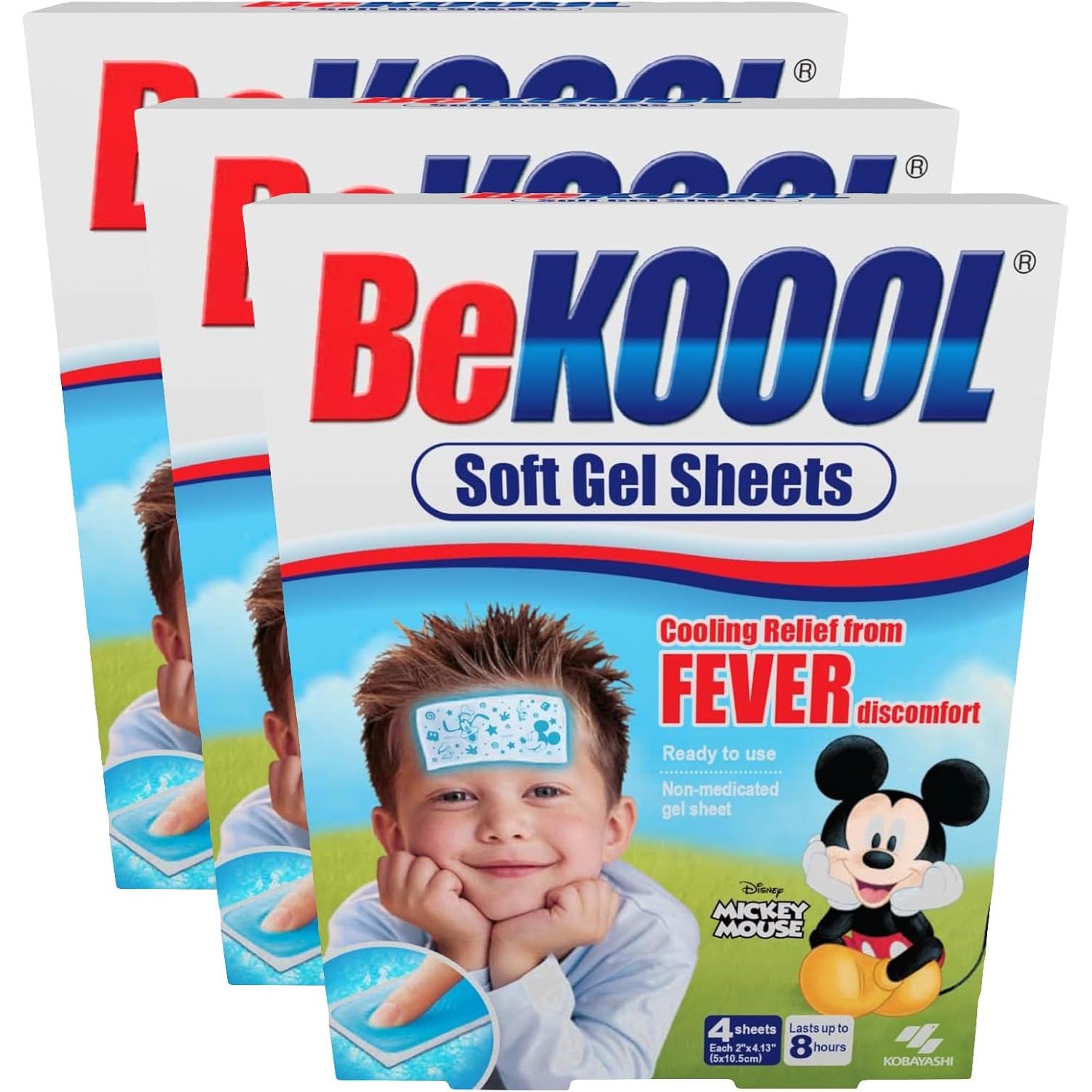 Buy now BEKOOOL Soft Gel Sheets for Kids for Cooling Relief from Fever discomfort | 4 Count 4 Count (Pack of 3) at indiglob india