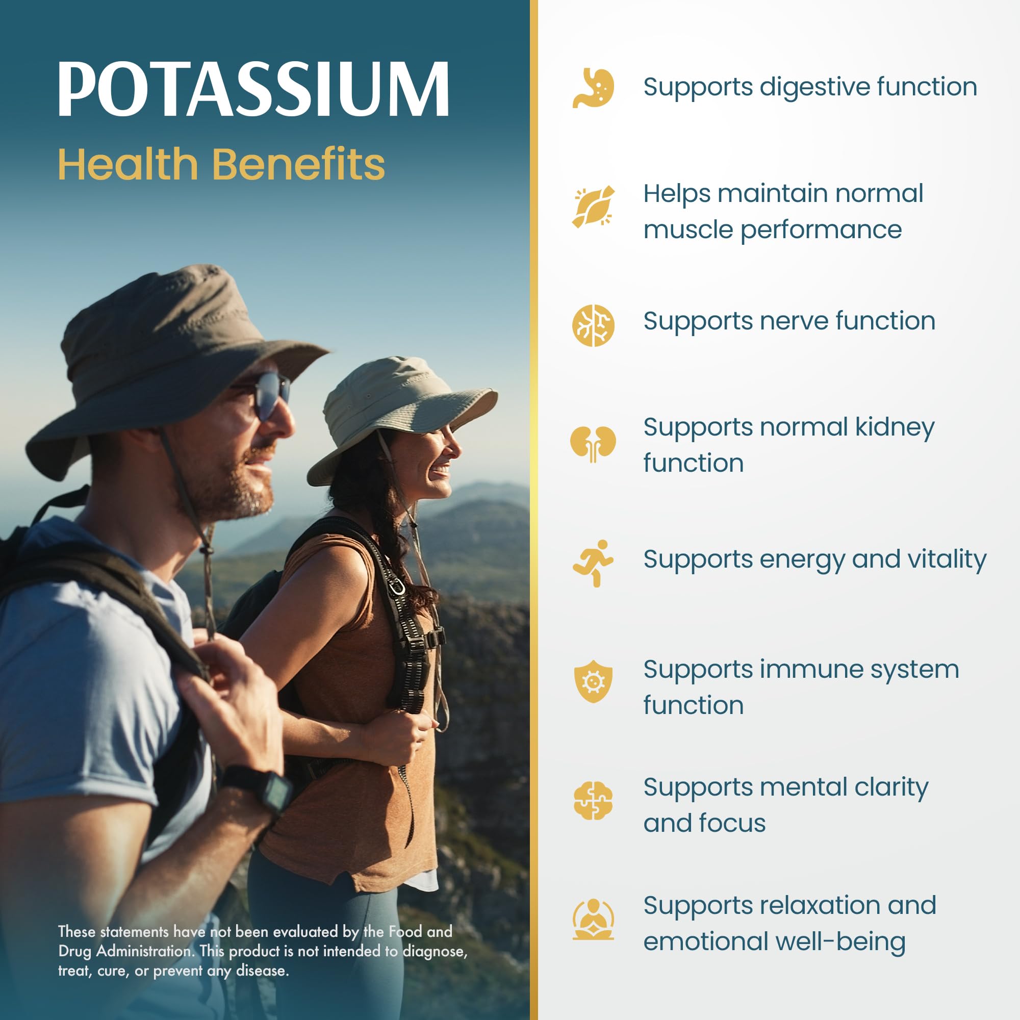 Vykee Nutrition Potassium Citrate Capsules Helps Electrolyte Balance 500 mg | Supplements for Electrolyte Balance, Muscle & Heart Health - Vegan, Non-GMO, Gluten Free - 500 mg, 120 Count