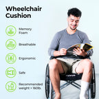 AUVON Wheelchair Seat Cushions (18"x16"x3") for Sciatica, Back, Coccyx, Pressure Sore and Ulcer Pain Relief, Memory Foam Pressure Relief Cushion with Removable Strap, Breathable & Waterproof Fabric