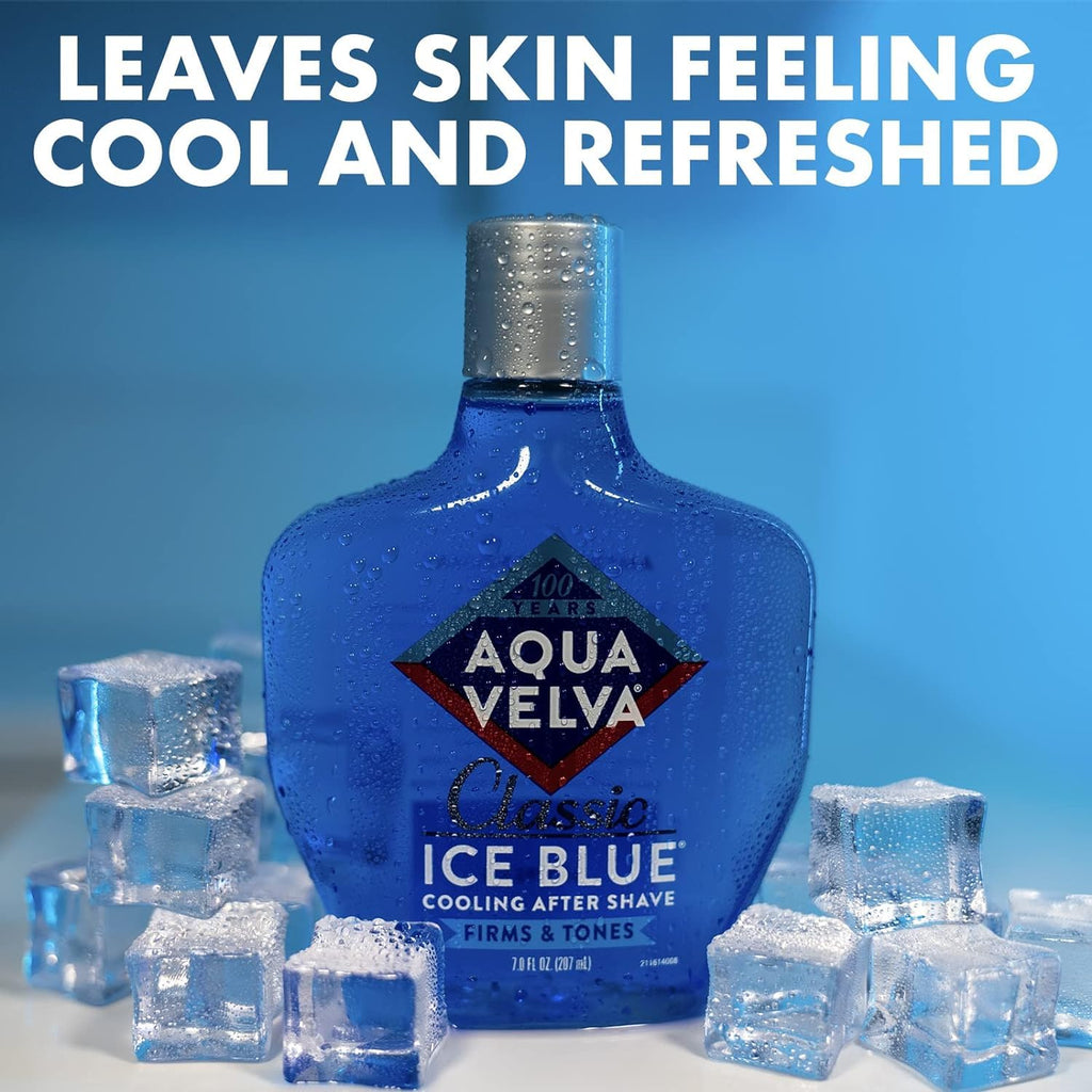 Aqua Velva After Shave, Classic Ice Blue, Soothes, Cools, and Refreshes Skin, 7 Ounce - Pack of 2