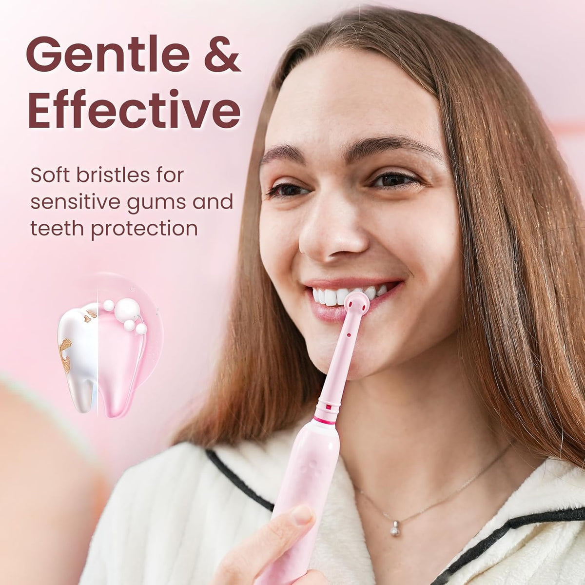 Pink Replacement Brush Heads for Oral-B Pro 1000 Pink Handle 16 Pack
