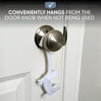 DOOR MONKEY Child Proof Door Lock & Pinch Guard - For Door Knobs & Lever Handles - Easy to Install - No Tools or Tape Required - Baby Safety Door Lock For Kids - Very Portable - Great for Dogs & Cats