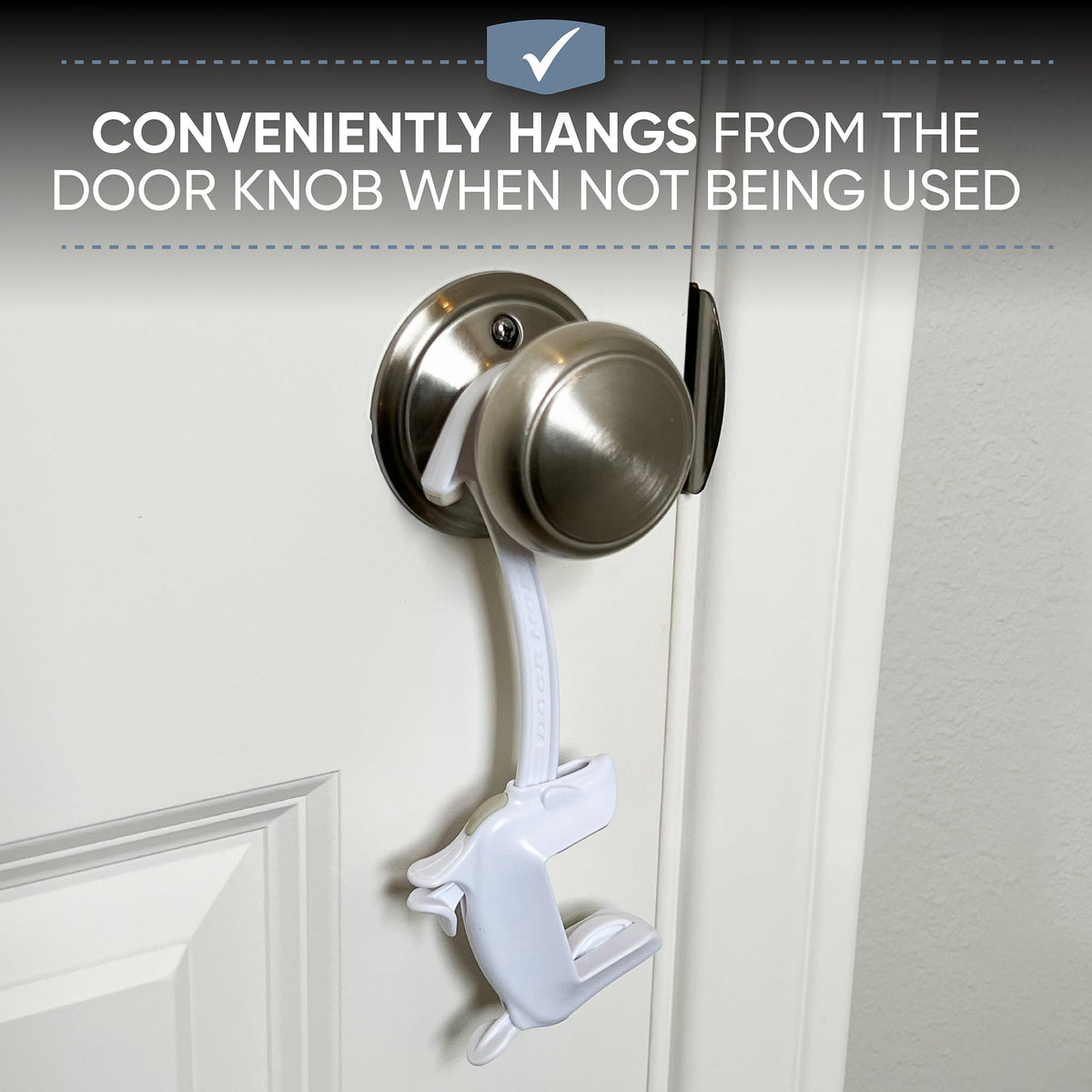DOOR MONKEY Child Proof Door Lock & Pinch Guard - For Door Knobs & Lever Handles - Easy to Install - No Tools or Tape Required - Baby Safety Door Lock For Kids - Very Portable - Great for Dogs & Cats