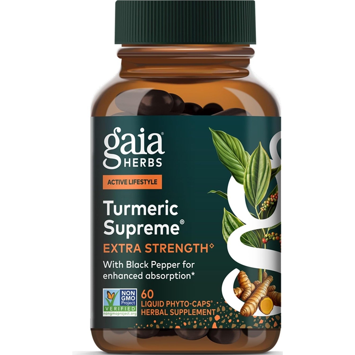 Gaia Herbs Turmeric Supreme Extra Strength - Helps Reduce Occasional Discomfort from Normal Wear & Tear*- 616 mg Organic Turmeric Curcumin Supplement with Black Pepper- 60 Vegan Liquid Phyto-Capsules