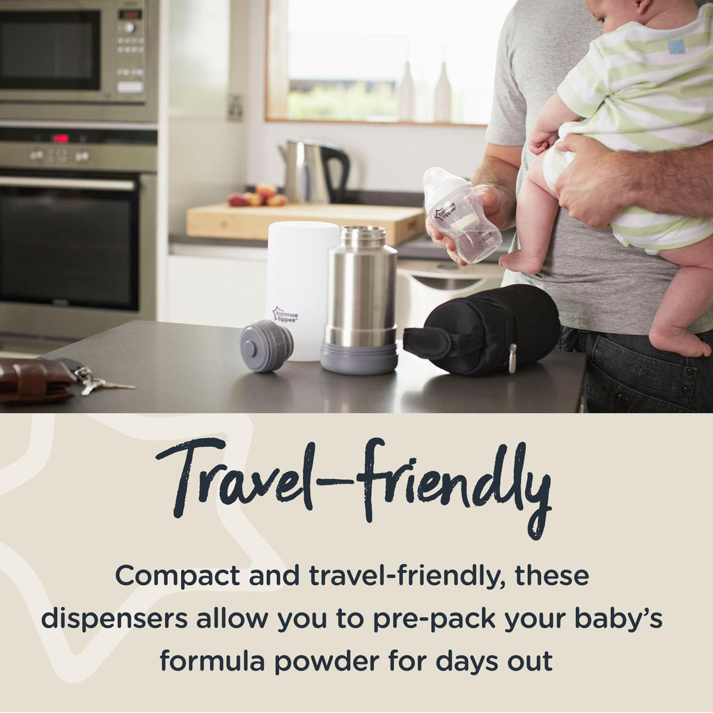 Tommee Tippee Milk Powder Dispensers, Pack of 6, Baby Formula Powder Containers, Ideal for Feeding while Travelling, Fits 8 Scoops per Pot