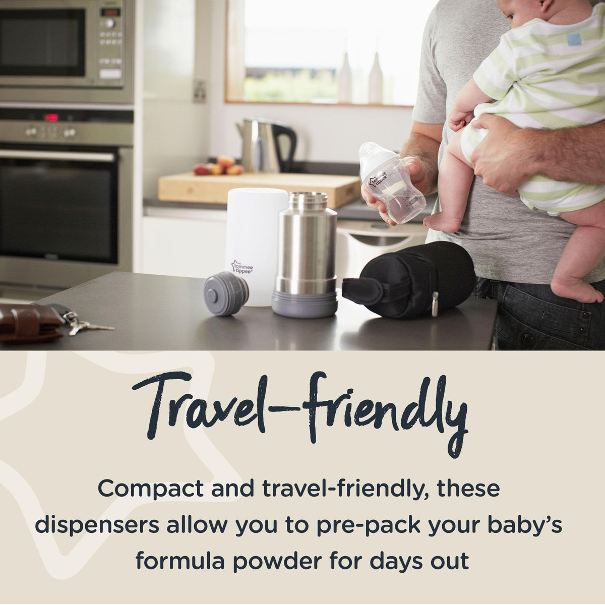 Tommee Tippee Milk Powder Dispensers, Pack of 6, Baby Formula Powder Containers, Ideal for Feeding while Travelling, Fits 8 Scoops per Pot