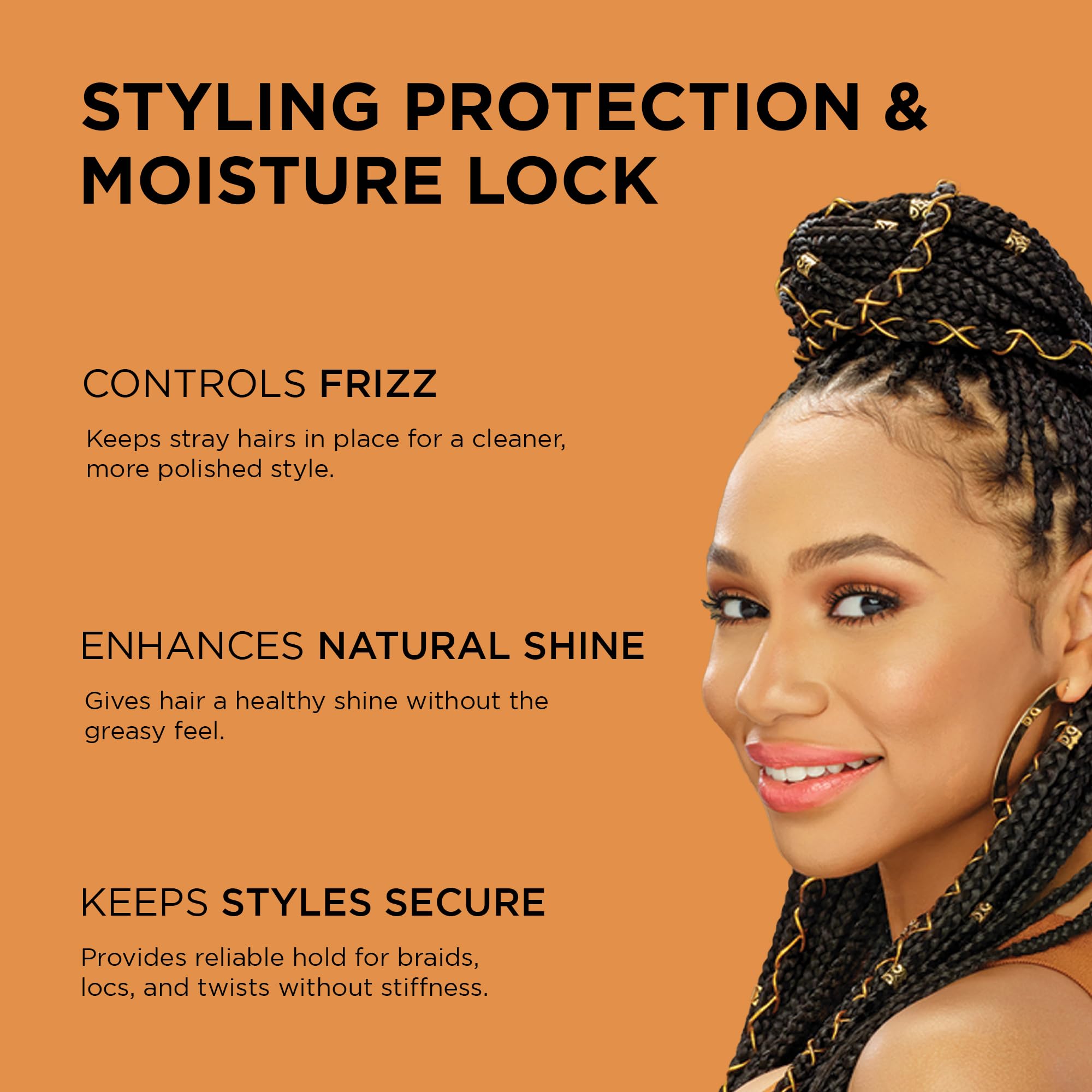 African Pride Black Castor Miracle Braid, Loc & Twist Gel, 12 Oz | Extra-hold gel for braids, locs & twists with black castor & coconut oil; smooths frizz, no flaking