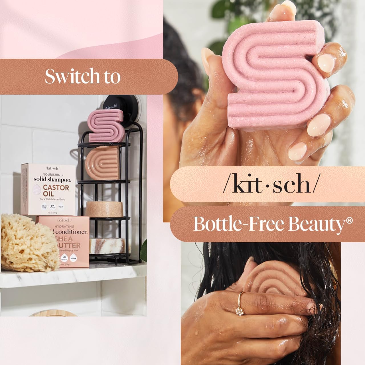Buy now Kitsch Castor Oil Shampoo & Shea Butter Conditioner Bar â€“ Shampoo and Conditioner Set - Hydrating & Moisturizing Bar Soap - Free of Paraben, Silicone, Sulfate - Made in USA - 2pc Set at indiglob india