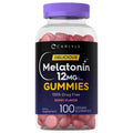 Carlyle Melatonin Gummies 12mg | 100 Count | Berry Flavor | Vegan Supplement | Non-GMO, Gluten Free