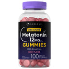 Carlyle Melatonin Gummies 12mg | 100 Count | Berry Flavor | Vegan Supplement | Non-GMO, Gluten Free