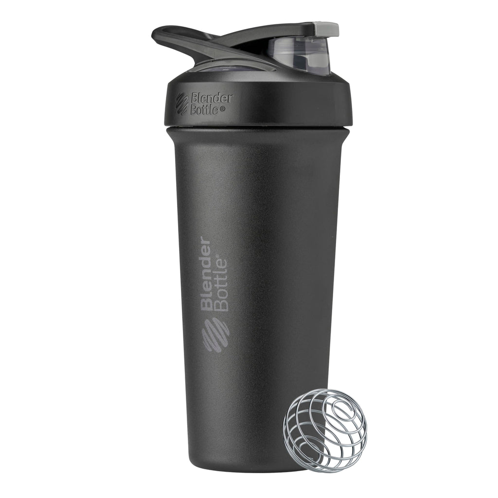 Buy now BlenderBottle Strada Shaker Cup Insulated Stainless Steel Water Bottle with Wire Whisk, 24-Ounce, Black at indiglob india