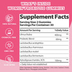 Feminine Vaginal Probiotics Gummies, Supports pH Balance & Digestive Health, Slippery Elm for Women, Suagr-Free, Veagn, Pineapple Flavor, 60 Count