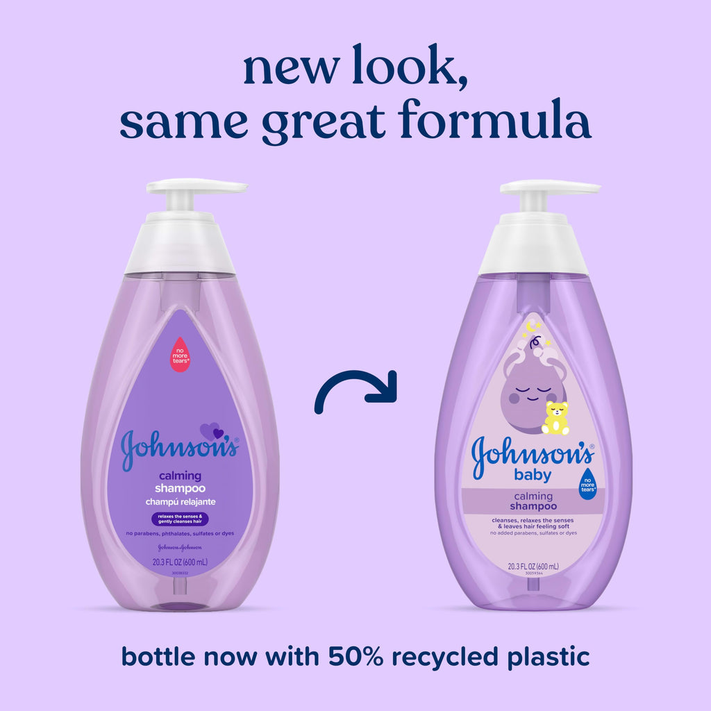 Johnson's Baby Calming Shampoo with Soothing NaturalCalm Aromas, Gentle, Hair Wash, Baby Essentials, Hypoallergenic, No Added Parabens and Sulfates, Baby Essentials, 20.3 fl. Oz