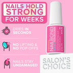 NYK1 Super Strong Nail Glue for Press On Nails, Nail Tips & Acrylics | 8ml | NailBond Brush On Nail Glue for Press Ons, Fake Nails & Acrylic Nails - Long Lasting, Max Strength, Mess-Free Application