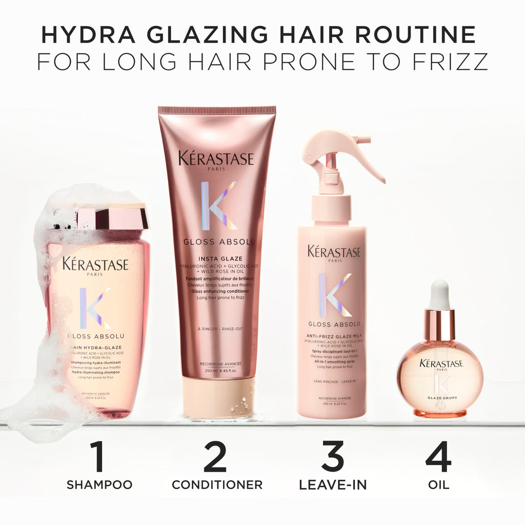 Kerastase Gloss Absolu Glaze Drops Anti-Frizz Hair Oil - Adds gloss and shine, nourishes and hydrates hair, with Hyaluronic Acid and Glycolic Acid, For All Hair Types