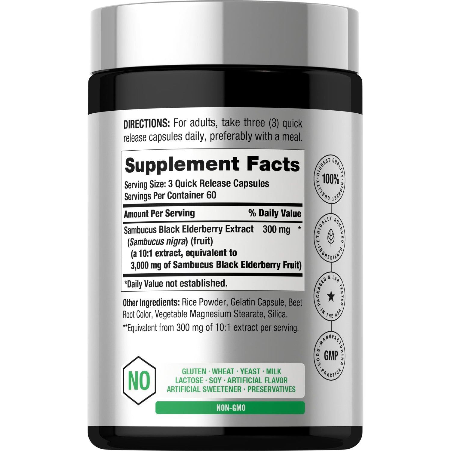 Horbäach Black Elderberry | 180 Capsules | Sambucus Extract Supplement | Non-GMO & Gluten Free