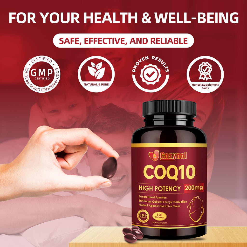 CoQ10 200mg Softgels with PQQ & Omega 3 Fish Oil, 120 Count