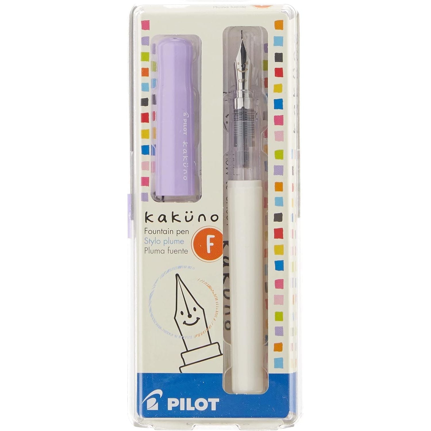Buy now PILOT Kakuno Fountain Pen, Clear Barrel, Medium Nib (10822) White Purple Barrel Fine Nib at indiglob india