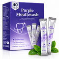 Purple Mouthwash Whitening Sachets 40 Pack, Color Correcting Mouthwash - Peroxide & Alcohol Free, Freshens Therabreath, Oral Care Supports, Mint Flavor
