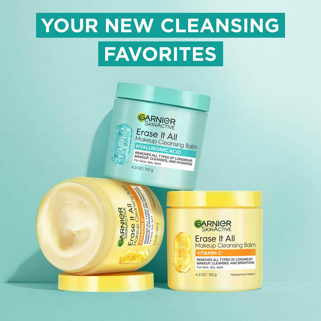 Garnier Erase It All Makeup Cleansing Balm with Hyaluronic Acid, Replumping Facial Cleanser and Makeup Remover, 4.2 Oz (Pack of 6)