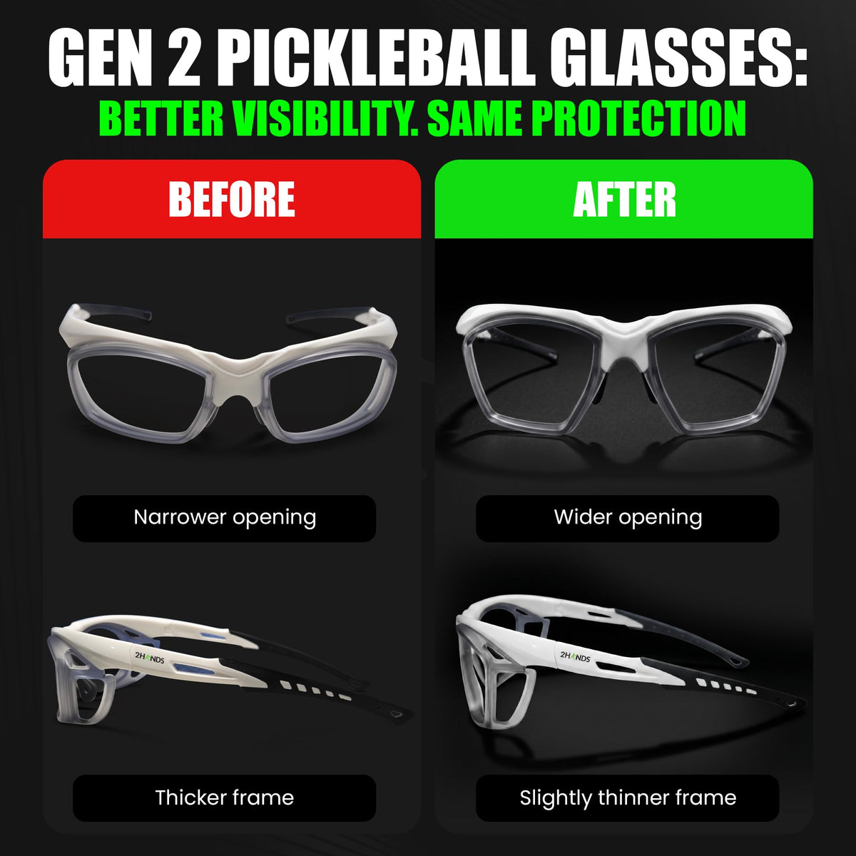 Lens-Free Pickleball Glasses | Pickleball Glasses Without Lenses | Lightweight, Impact-Resistant, Lens-Free Protective Frame for Clear Vision on the Court