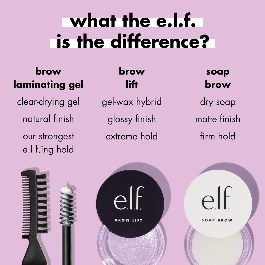 e.l.f. Brow Laminating Gel | Strong-Hold, Clear-Drying & Water-Resistant Brow Gel Creates Laminated Brows, Comb & Sculpt Brows, Vegan & Cruelty-free