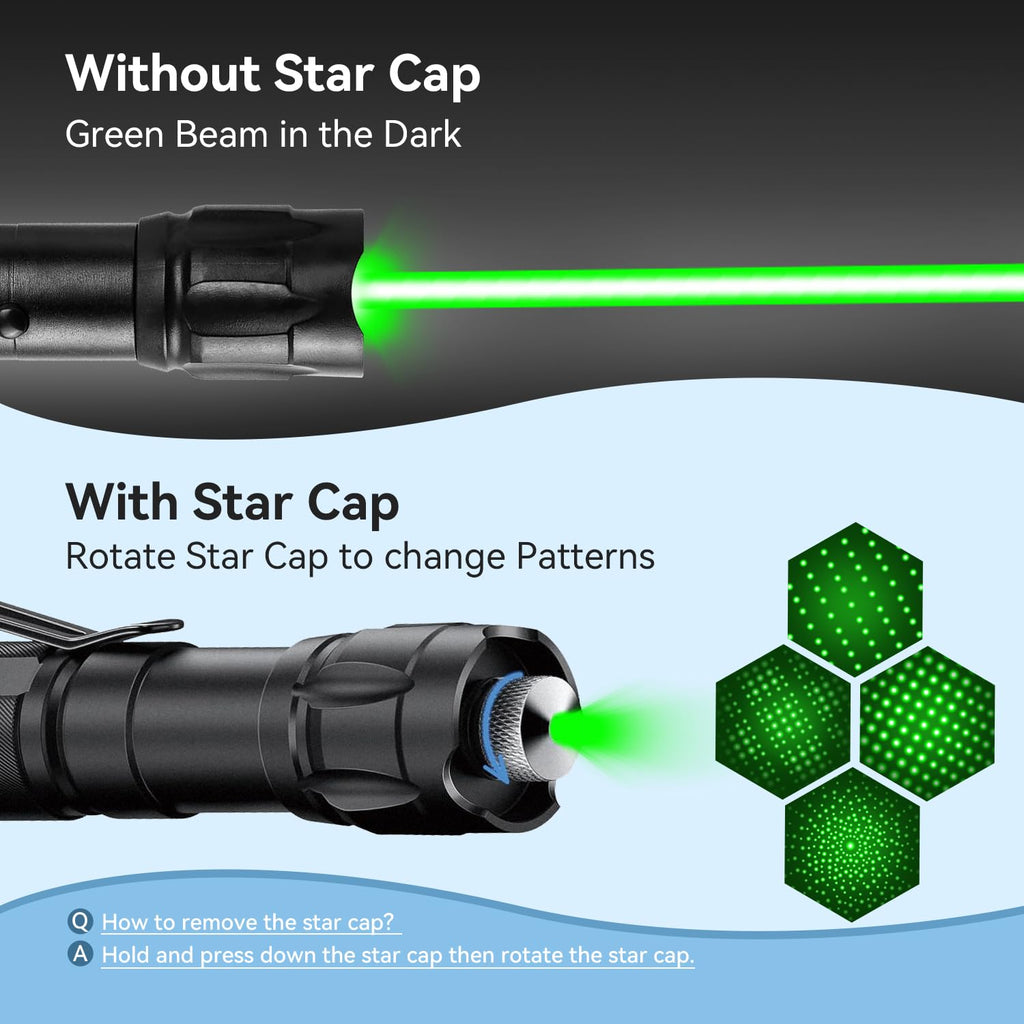 [Professional] Rechargeable Green Laser Pointer High Power Green Beam Light Long Distance Range for TV/LED/LCD Screens Tactical Flashlights Presentation Office/Outdoors/Astronomic/Construction [003]