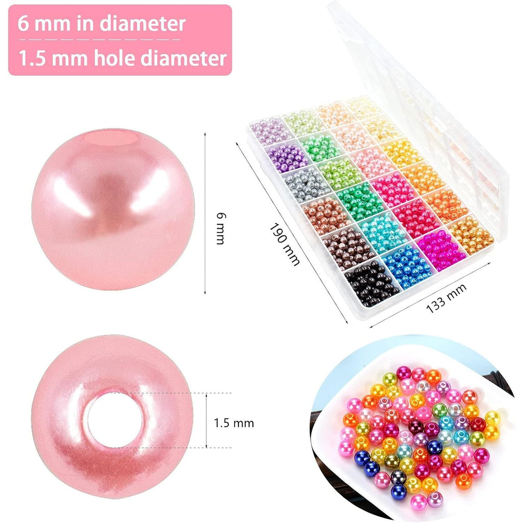 Buy now JHYlilia 1800Pcs 6mm Pearl Beads for Crafts, 24 Colors Round Pearls Beads with Holes for Jewelry Making Handcrafted Loose Spacer for Crafts Jewelry Making Necklaces Bracelets at indiglob india