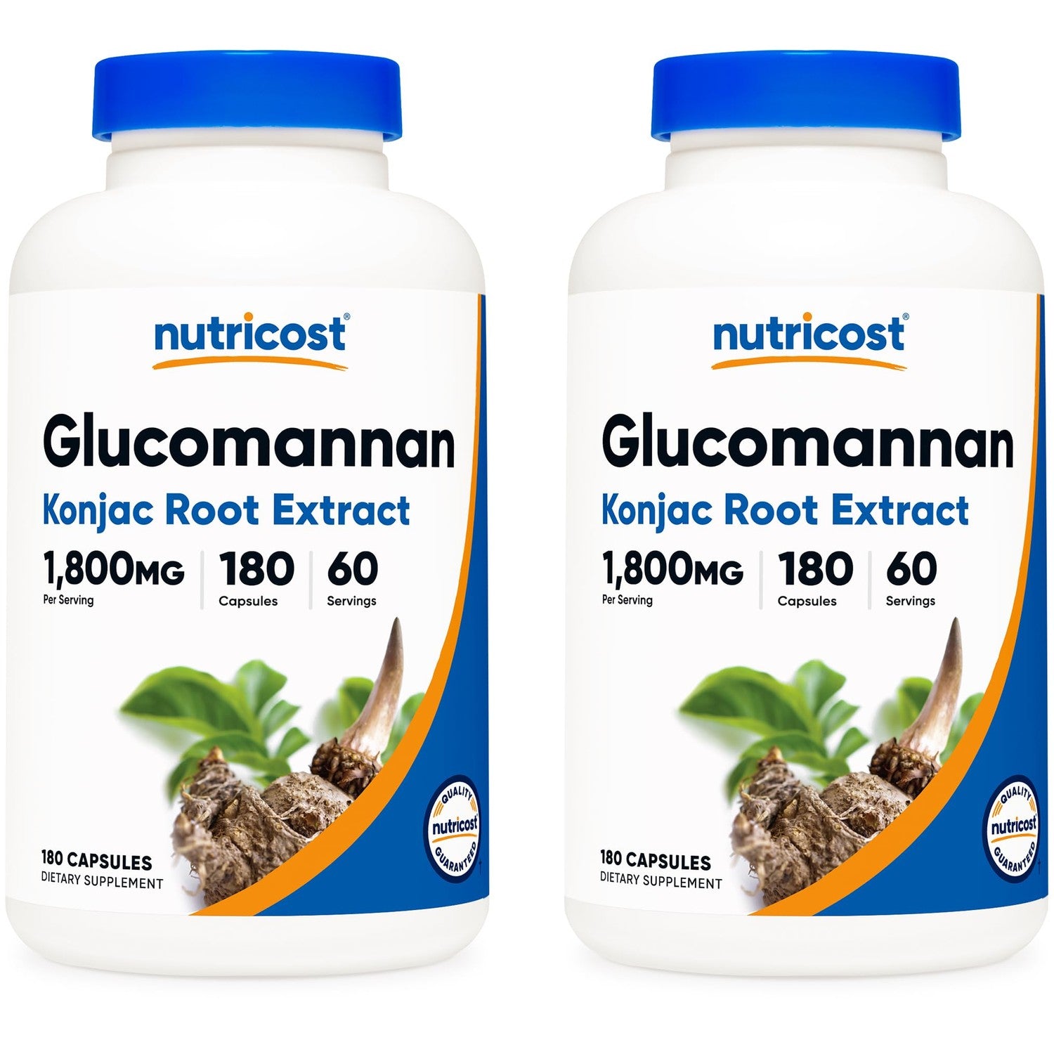 Nutricost Glucomannan 1,800mg Per Serving, 180 Capsules, Gluten-Free | Natural Fiber Source, GMO-Free