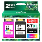 67XL Ink Cartridges Black/Color Combo Pack Replacement for HP Ink 67 HP67XL