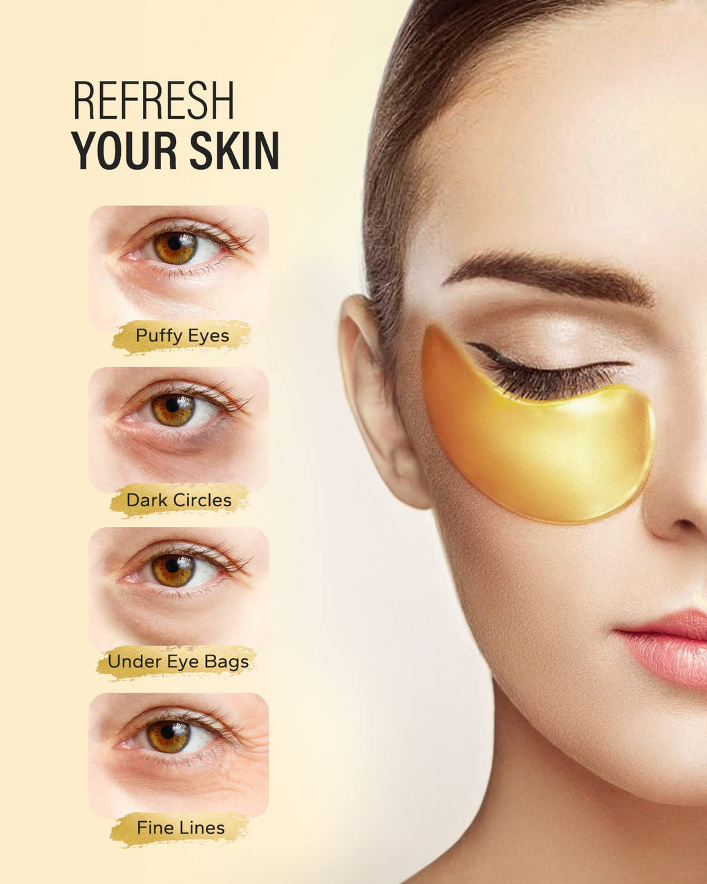 Buy now 24k Gold Under Eye Patches (30 Pairs), Eye Mask, Collagen Skin Care Products, Eye Patches for Puffy Eyes, Eye Masks for Dark Circles and Puffiness. at indiglob india