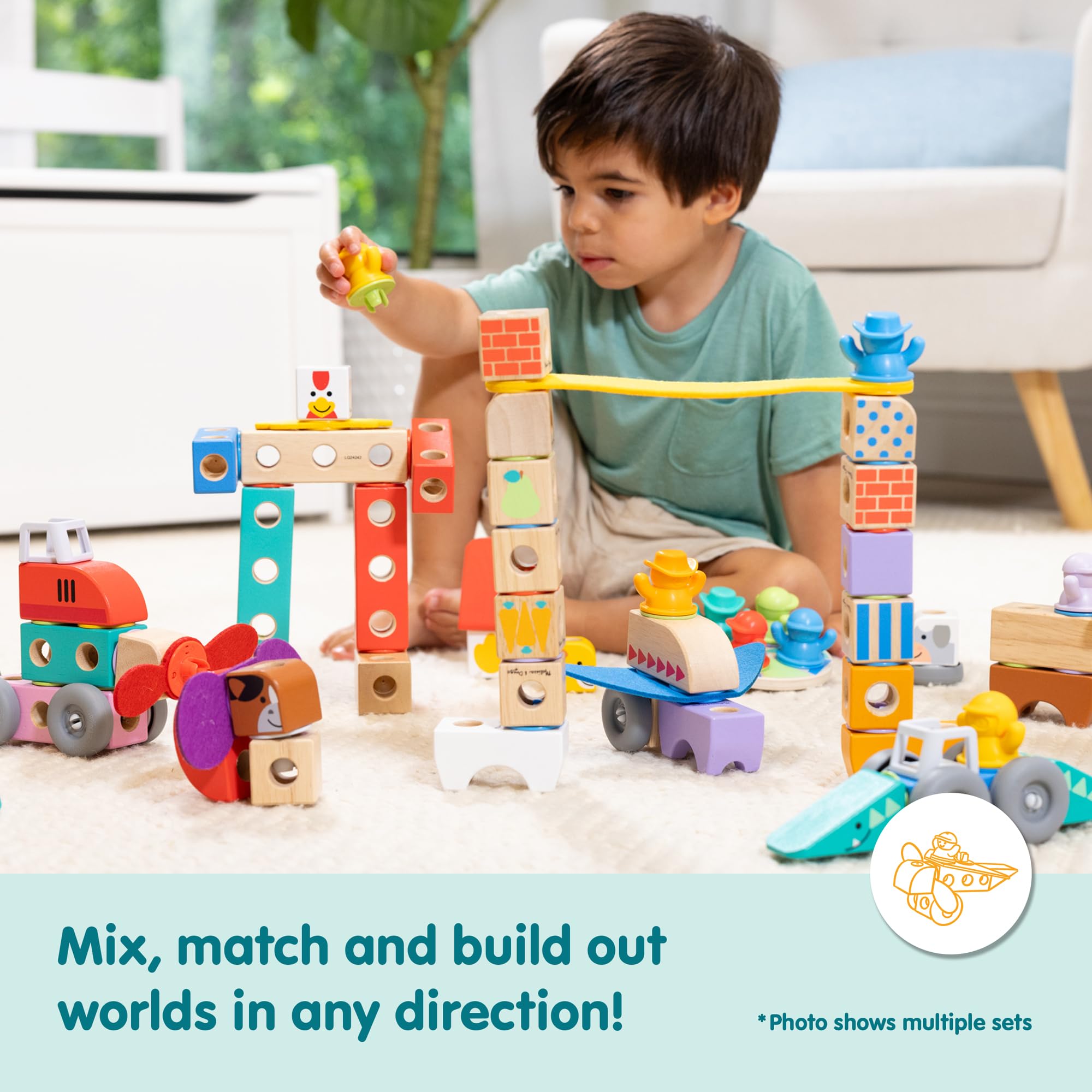 Buy now Melissa & Doug Blockables™ Safari Snap and Play, Mix and Match Connectable Wooden Building Blocks Play Set Toy for Preschool Boys and Girls (34 Pcs) at indiglob india